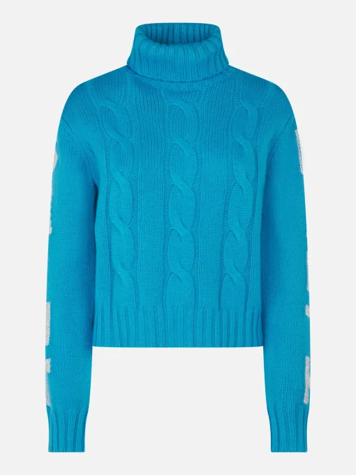 Maglia da donna intrecciata a collo alto con stampa jacquard Saint Barth