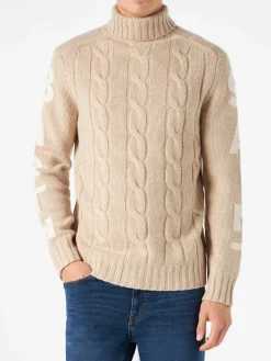 Maglia da uomo a collo alto intrecciata con stampa Saint Barth