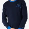 Maglia da uomo blu navy con ricamo Lupo di St. Moritz