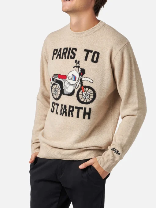 Maglia da uomo con stampa frontale Paris to St.Barth