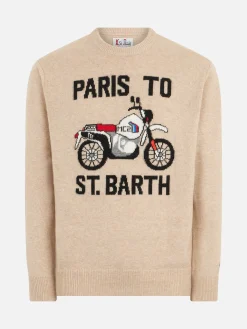 Maglia da uomo con stampa frontale Paris to St.Barth