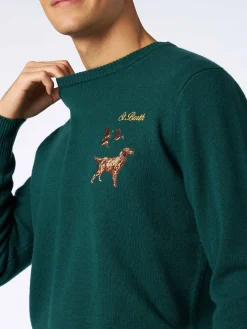 Maglia da uomo girocollo con ricamo St. Barth Country Club e cane