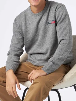 Maglia da uomo girocollo con ricamo Bombardino Ski Club
