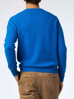 Maglia da uomo girocollo bluette con ricamo St. Barth