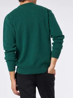 Maglia da uomo girocollo verde con ricamo St. Barth
