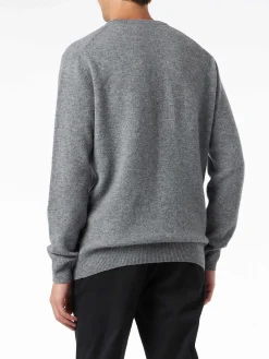 Maglia da uomo girocollo grigia con ricamo St. Barth