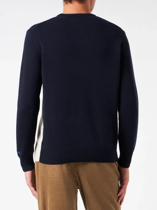 Maglia da uomo girocollo con stampa jacquard cartolina Cortina