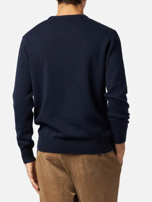 Maglia da uomo girocollo in donegal con stampa jacquard puntatore inglese