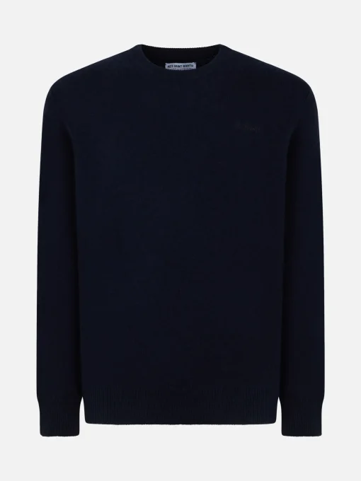 Maglia da uomo girocollo blu con ricamo St. Barth