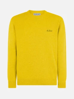Maglia da uomo girocollo gialla con ricamo St. Barth