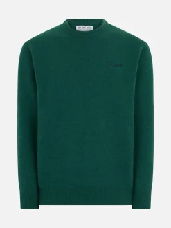 Maglia da uomo girocollo verde con ricamo St. Barth