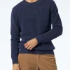 Maglia da uomo in lana stretch blu navy con ricamo St. Barth