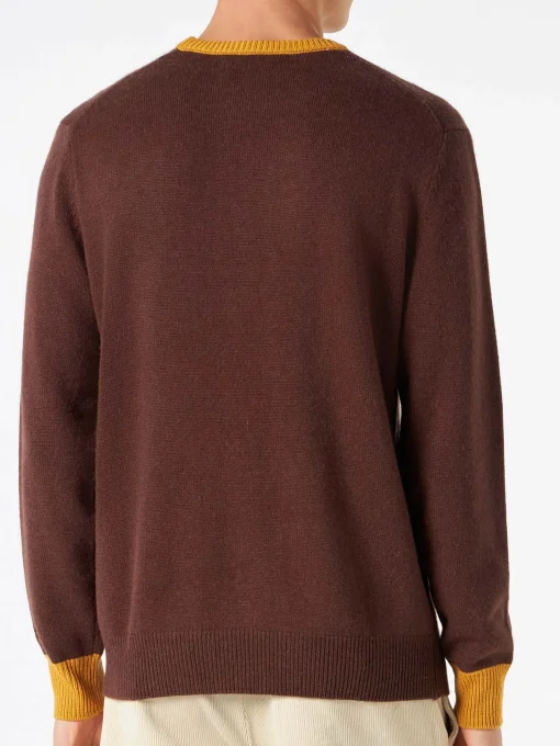 Maglia da uomo marrone con ricamo Faccio cose, vedo gente