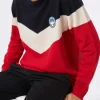 Maglia da uomo rosso e blu in misto cashmere