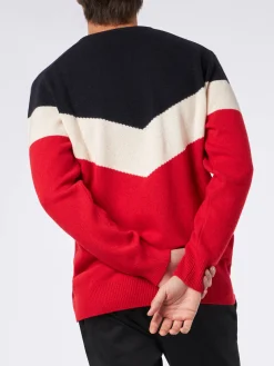 Maglia da uomo rosso e blu in misto cashmere