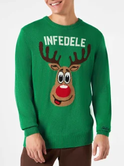 Maglia da uomo verde con stampa Infedele