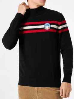 Maglia dolcevita in misto cashmere con patch