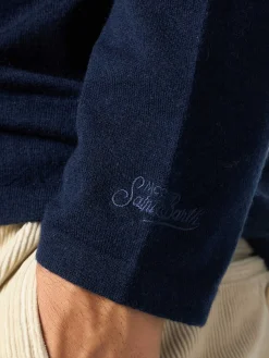 Maglietta da uomo in misto cashmere blu navy Scott