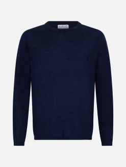 Maglietta da uomo in misto cashmere blu navy Scott