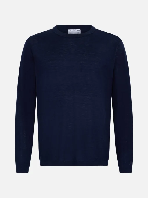 Maglietta da uomo in misto cashmere blu navy Scott