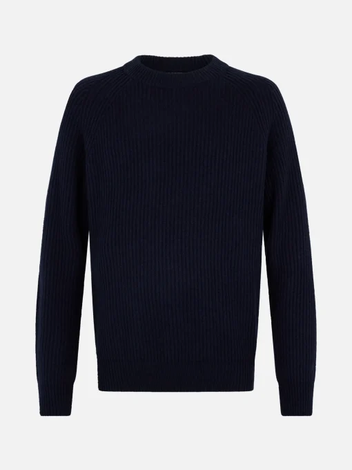 Maglione a coste blu navy da uomo Marine