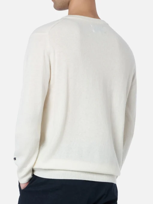 Maglione bianco da uomo Heron con ricamo King of apres ski