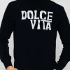Maglione blu in misto cashmere