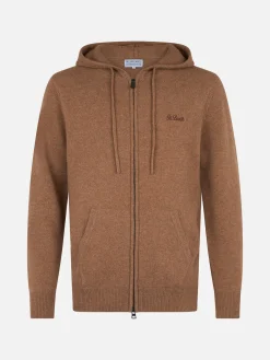 Maglione con cappuccio Notting in lambswool color cammello da uomo