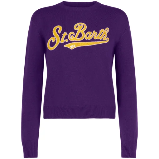 Maglione corto da donna viola