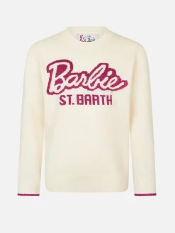 Maglione da bambina a girocollo bianco con stampa Barbie | EDIZIONE SPECIALE BARBIE