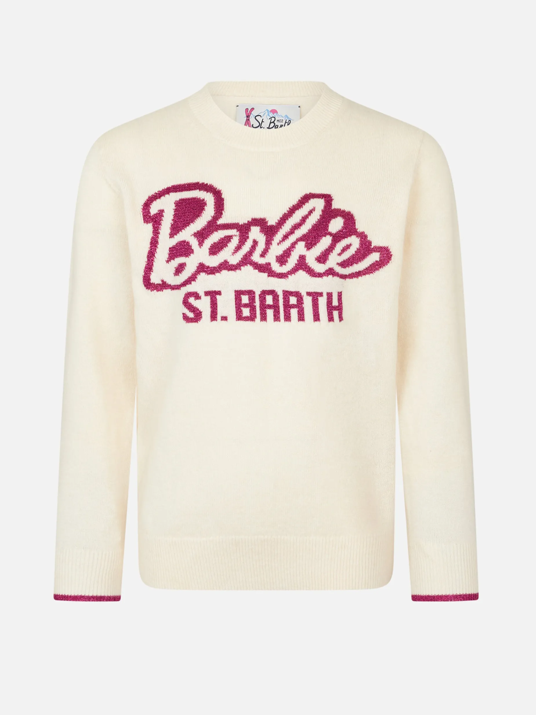 Maglione da bambina a girocollo bianco con stampa Barbie | EDIZIONE SPECIALE BARBIE