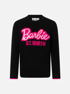 Maglione da bambina a girocollo nero con stampa Barbie | EDIZIONE SPECIALE BARBIE