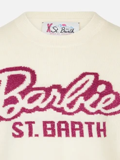 Maglione da bambina a girocollo bianco con stampa Barbie | EDIZIONE SPECIALE BARBIE