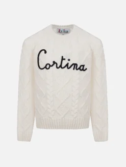 Maglione da bambina a trecce Malmo con ricamo Cortina