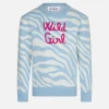 Maglione da bambina garzato stampa zebrata con ricamo Wild Girl