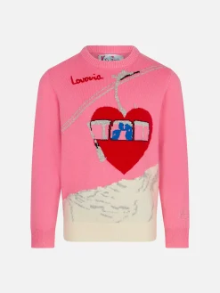 Maglione da bambina girocollo con stampa love