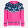 Maglione da bambina girocollo garzata con jacquard nordico