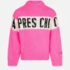 Maglione da bambina girocollo garzato con scritta Apres chic