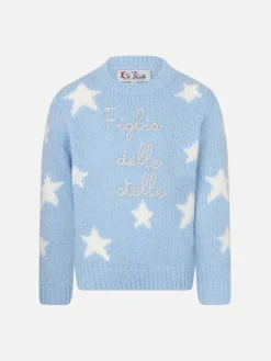 Maglione da bambina girocollo morbida con stelle e ricamo Figlia delle Stelle | EDIZIONE SPECIALE DI NIKI DJ