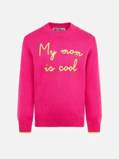 Maglione da bambina girocollo con ricamo My mom is Cool