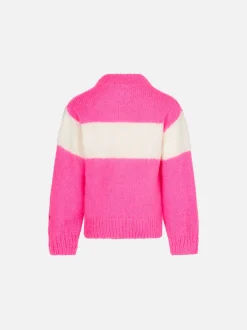 Maglione da bambina girocollo garzato con scritta Apres chic