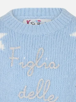 Maglione da bambina girocollo morbida con stelle e ricamo Figlia delle Stelle | EDIZIONE SPECIALE DI NIKI DJ