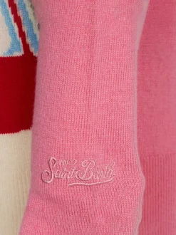 Maglione da bambina girocollo con cartolina di Courmayeur