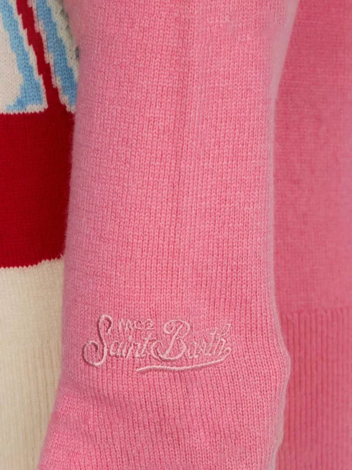 Maglione da bambina girocollo con cartolina di Courmayeur