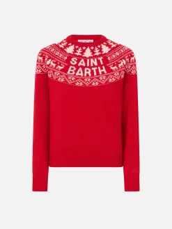 Maglione da bambina in stile norvegese con stampa Saint Barth