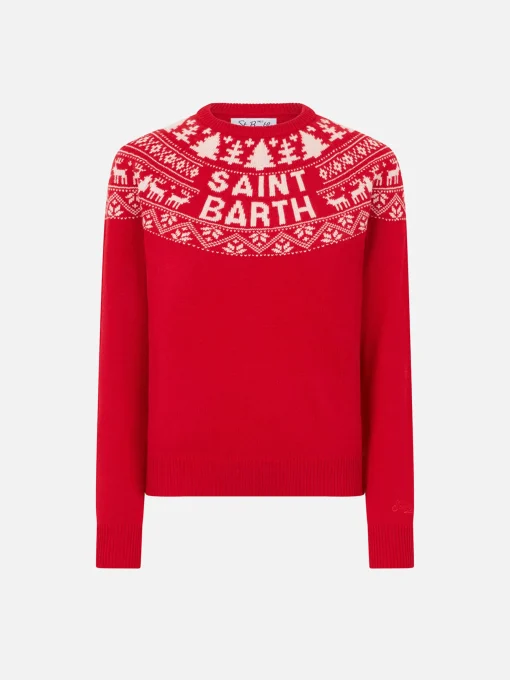 Maglione da bambina in stile norvegese con stampa Saint Barth