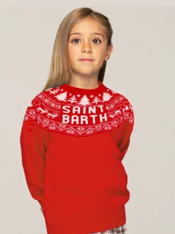 Maglione da bambina in stile norvegese con stampa Saint Barth