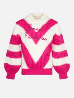 Maglione da bambina morbida dalla forma squadrata con ricamo Snow Princess