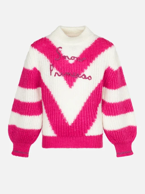Maglione da bambina morbida dalla forma squadrata con ricamo Snow Princess
