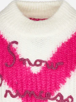 Maglione da bambina morbida dalla forma squadrata con ricamo Snow Princess
